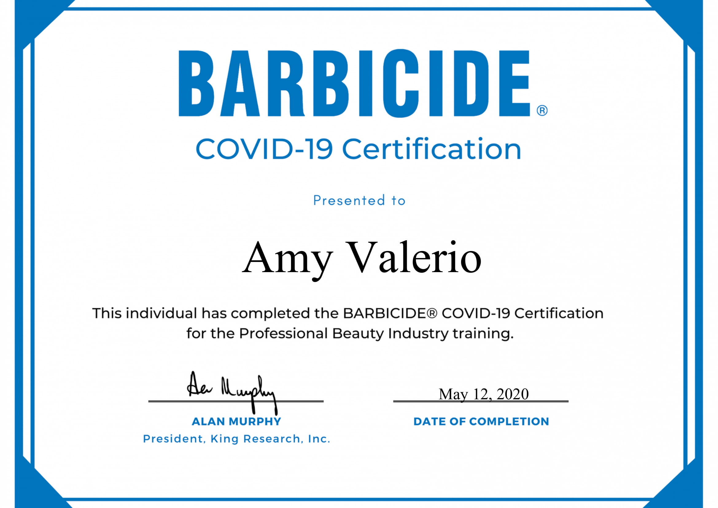 Amy Barb Certificate Pic